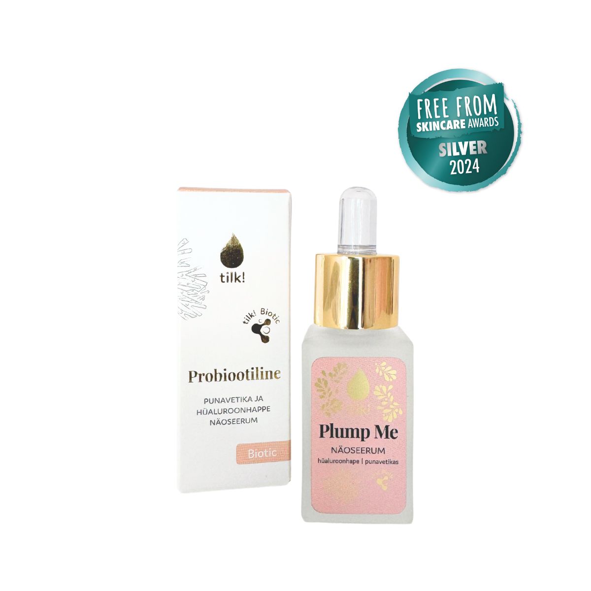 Tilk! Plump Me Probiootiline Niisutav Hüaluroonhappe Seerum Punavetikaga, 15ml