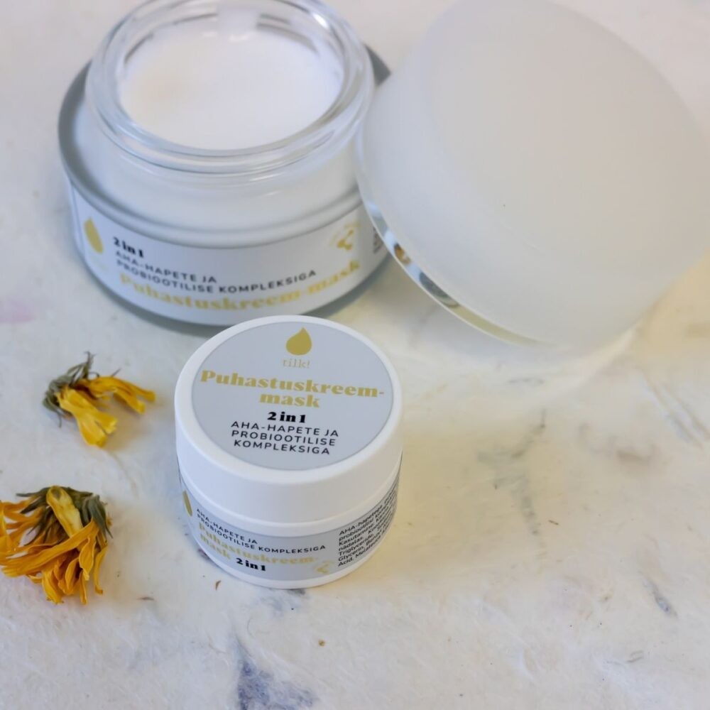 Tilk! 2-in-1 puhastav kreemmask 10% AHA-hapete ja probiootilise kompleksiga, 50 ml