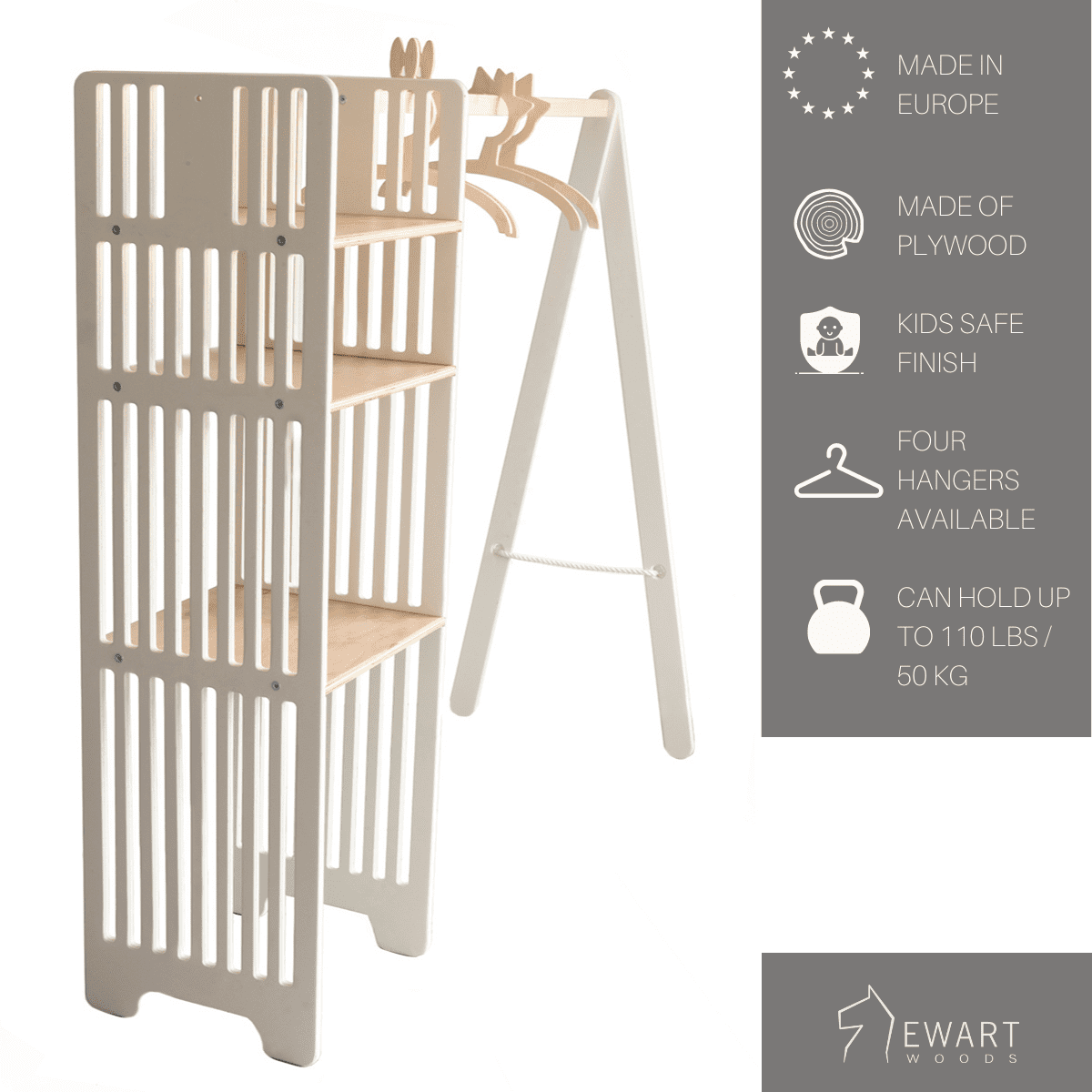 Ewart Woods Montessori laste puidust riidenagi