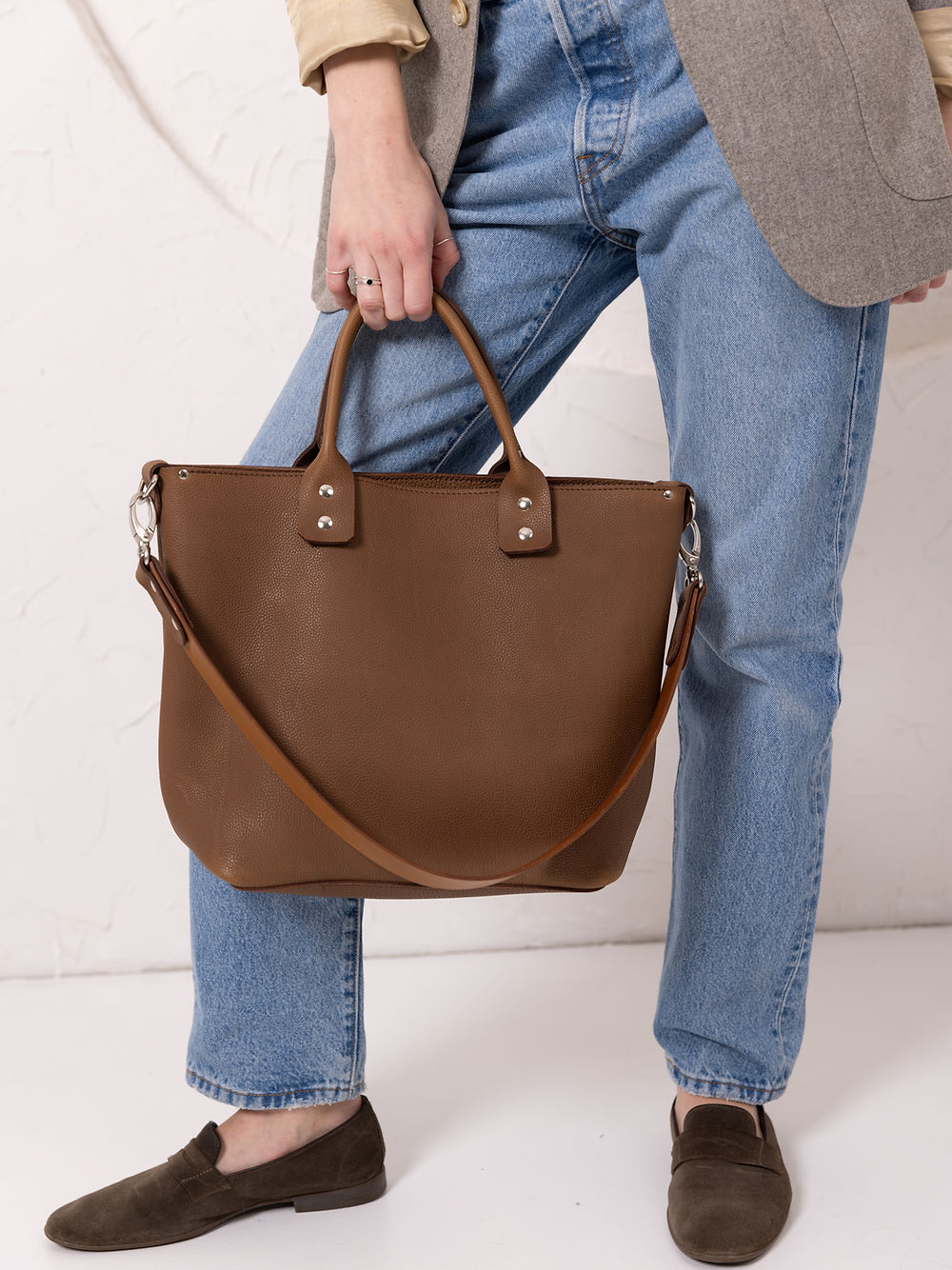 MIGLE Leather Handbag - Cappuccino