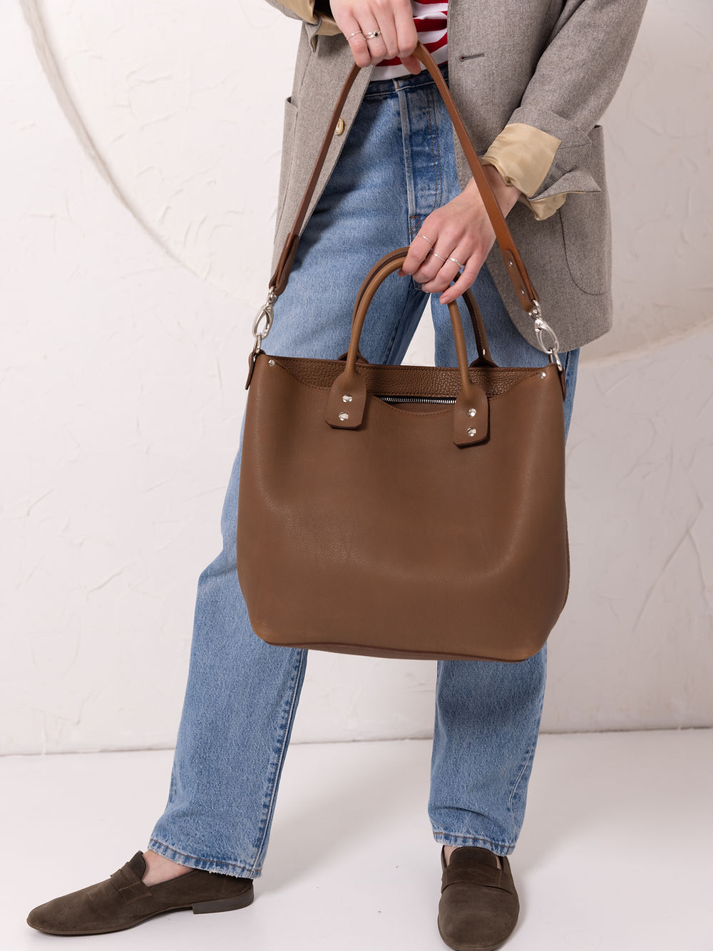 MIGLE Leather Handbag - Cappuccino