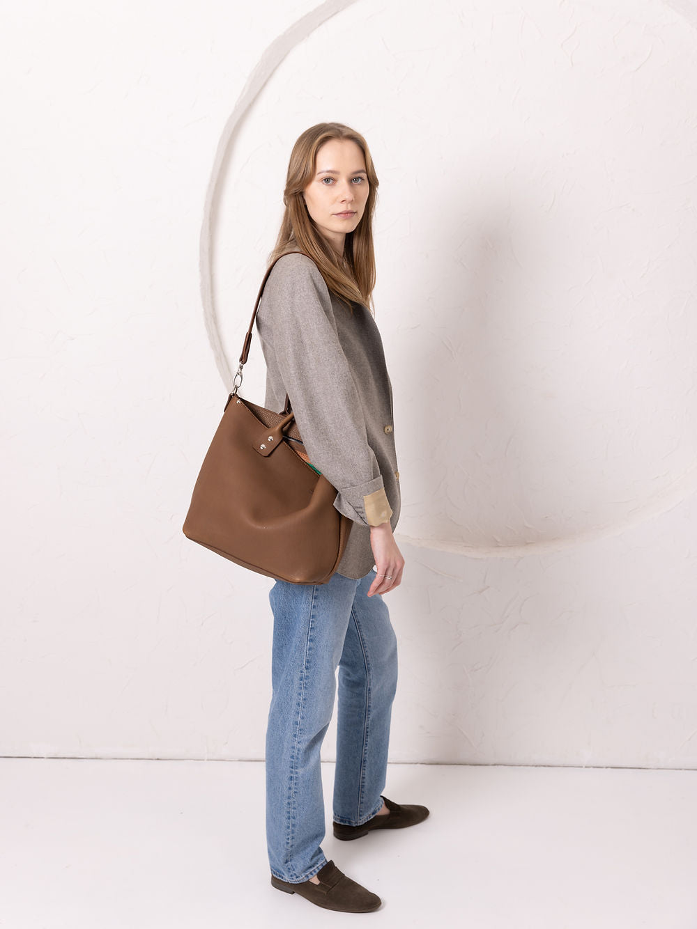 MIGLE Leather Handbag - Cappuccino