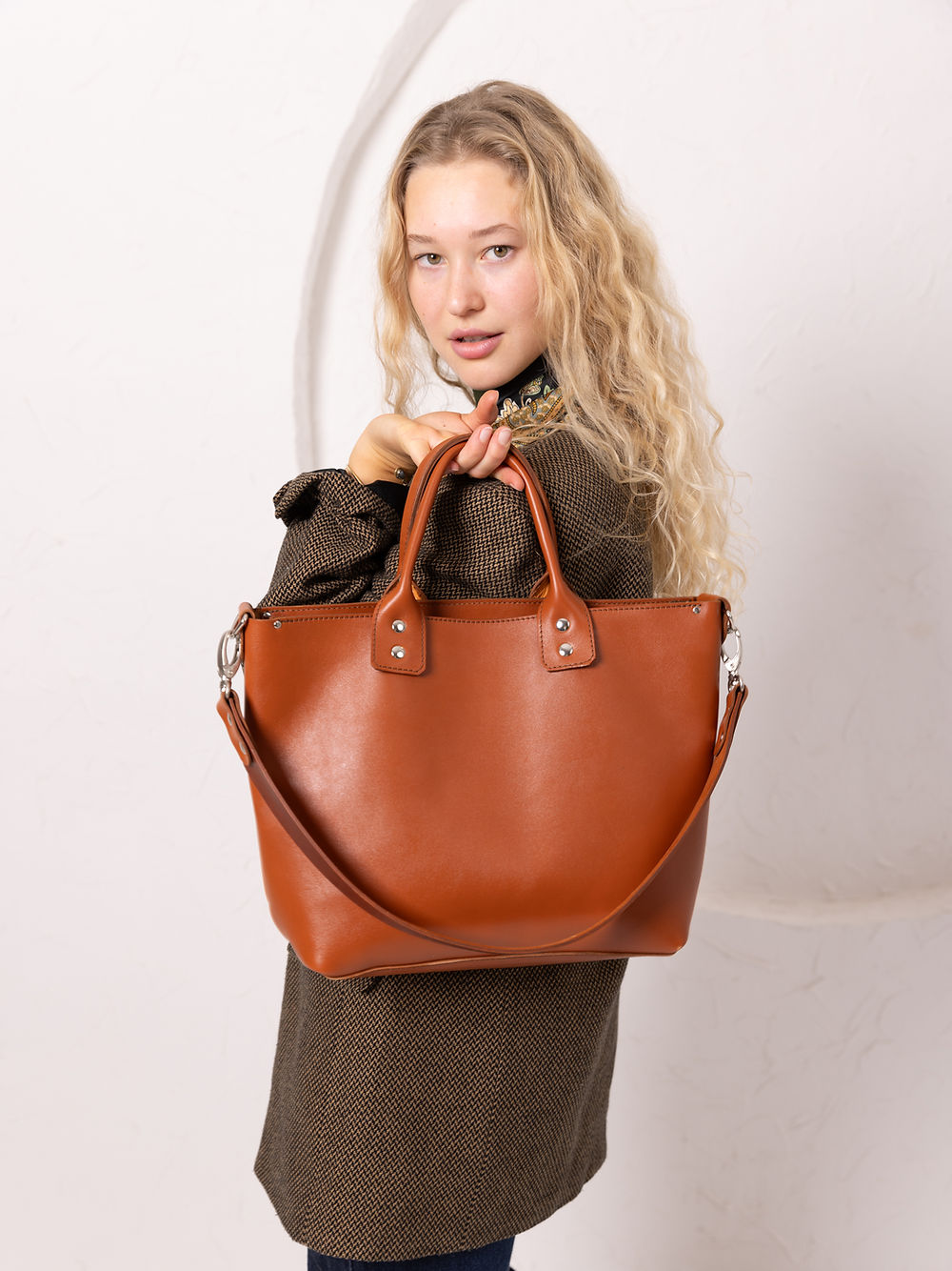 MIGLE Leather Handbag - Ginger