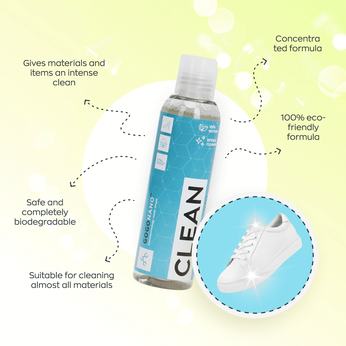GoGoNano keskkonnasõbralik jalanõude puhastusgeel "Clean", 150 ml