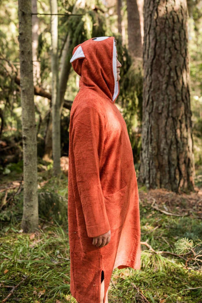 RÄTT lühikeste varrukatega bambusfroteest poncho FOX