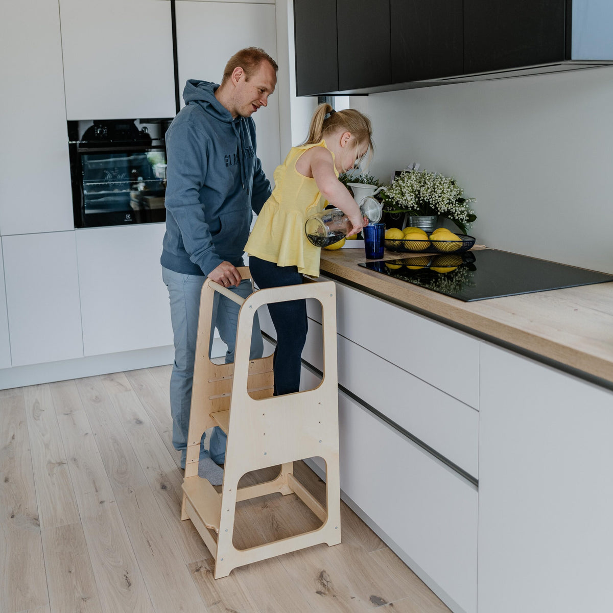 Montessori House Bed laste kasevineerist astmepink "Helper Tower"