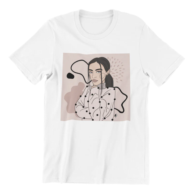 Getter Tiivits Unisex Orgaanilisest Puuvillast T-särk Illustratsiooniga - Abstract valge