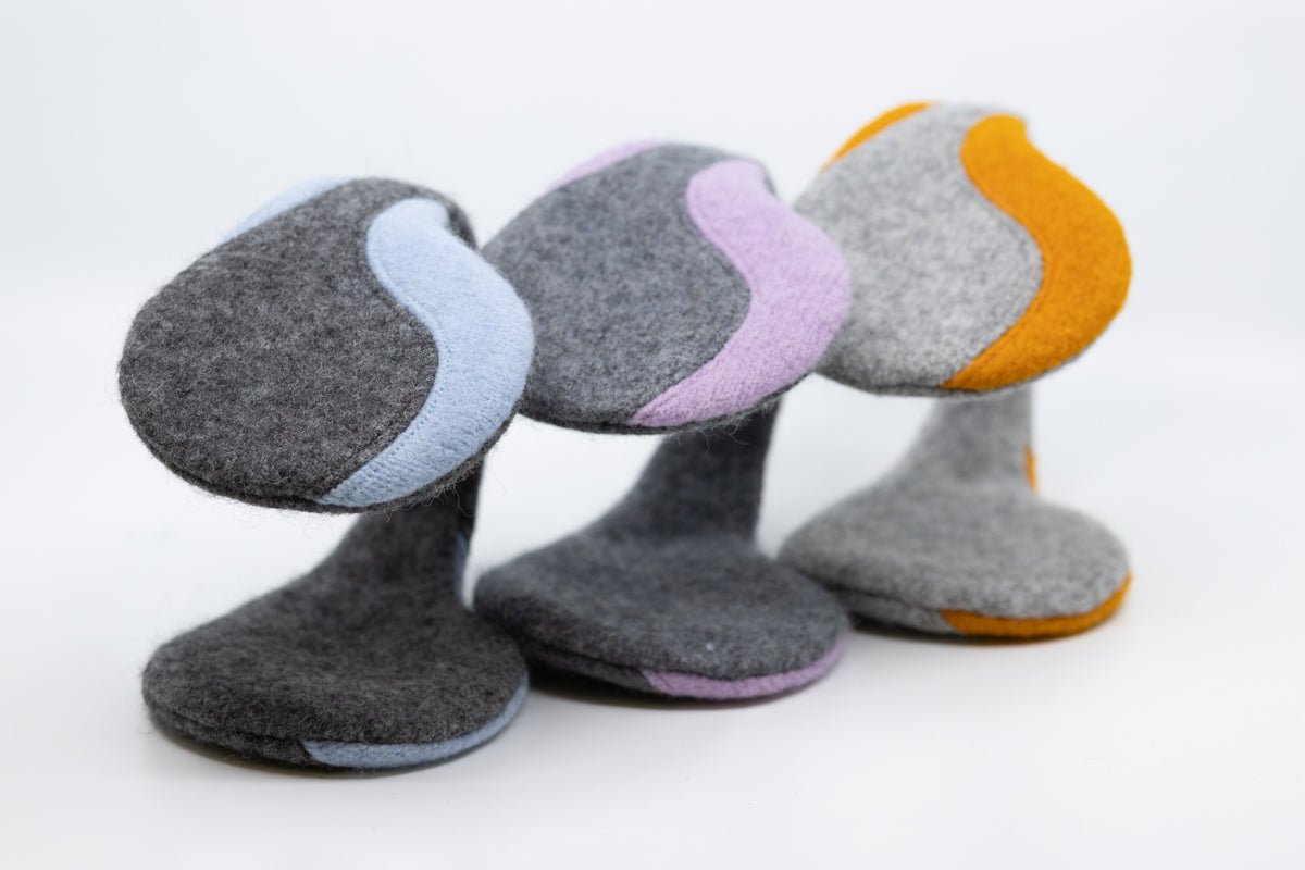 Felted Wool Earmuffs - Light Grey, Curcuma