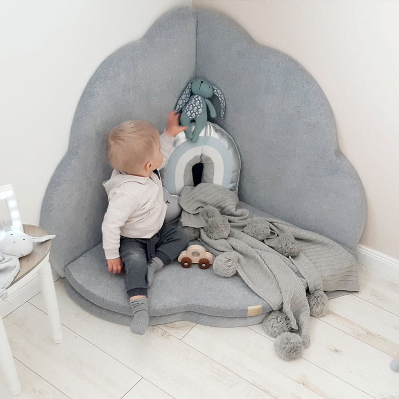 MeowBaby® velvetist pilvekujuline laste mängumatt - Helehall