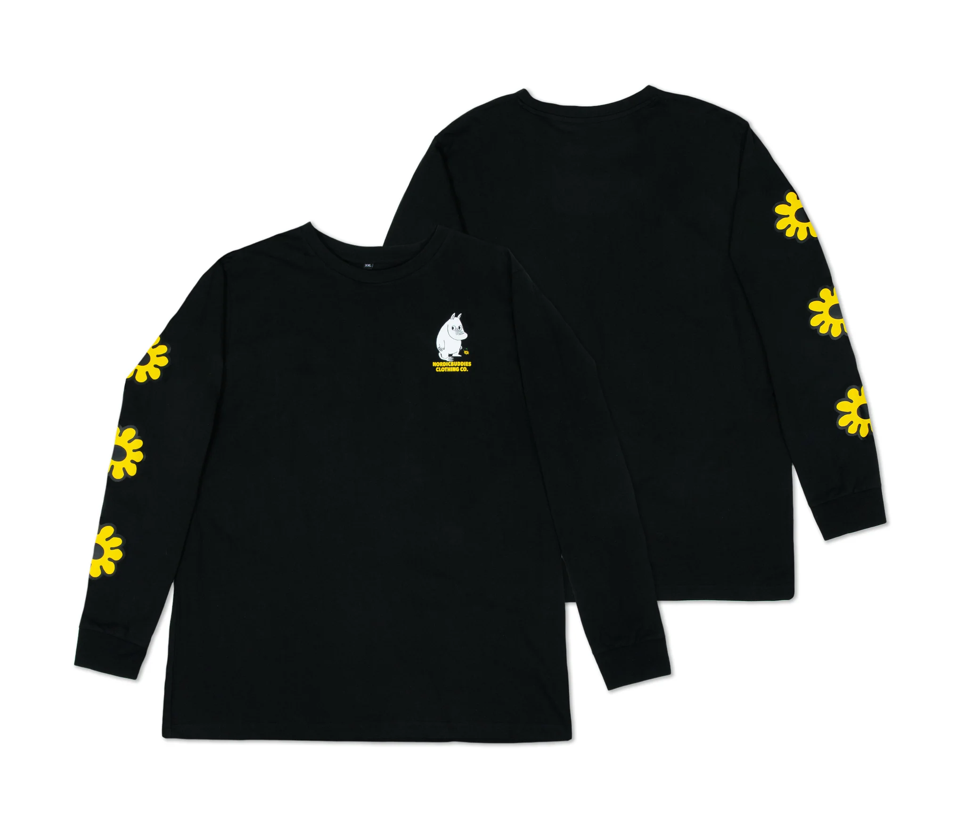 Moomin by NordicBuddies "Muumitrolli Lill" Pikkade Käistega Särk Unisex - Must valgel taustal