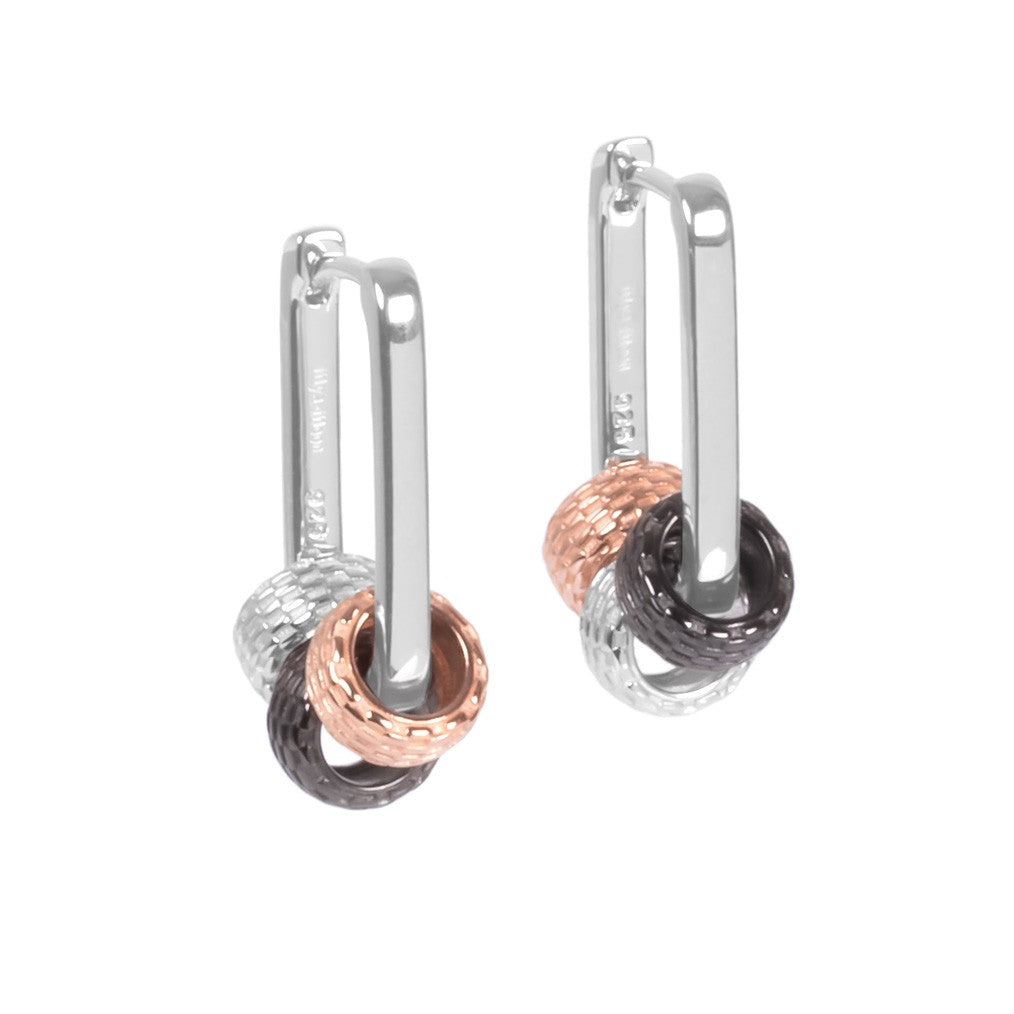 MyaMoon Metropolitan Hoops Rolling Charm Kõrvarõngad – 925 Hõbe, 22 mm, Roodiumi või Roosa Kullaga

