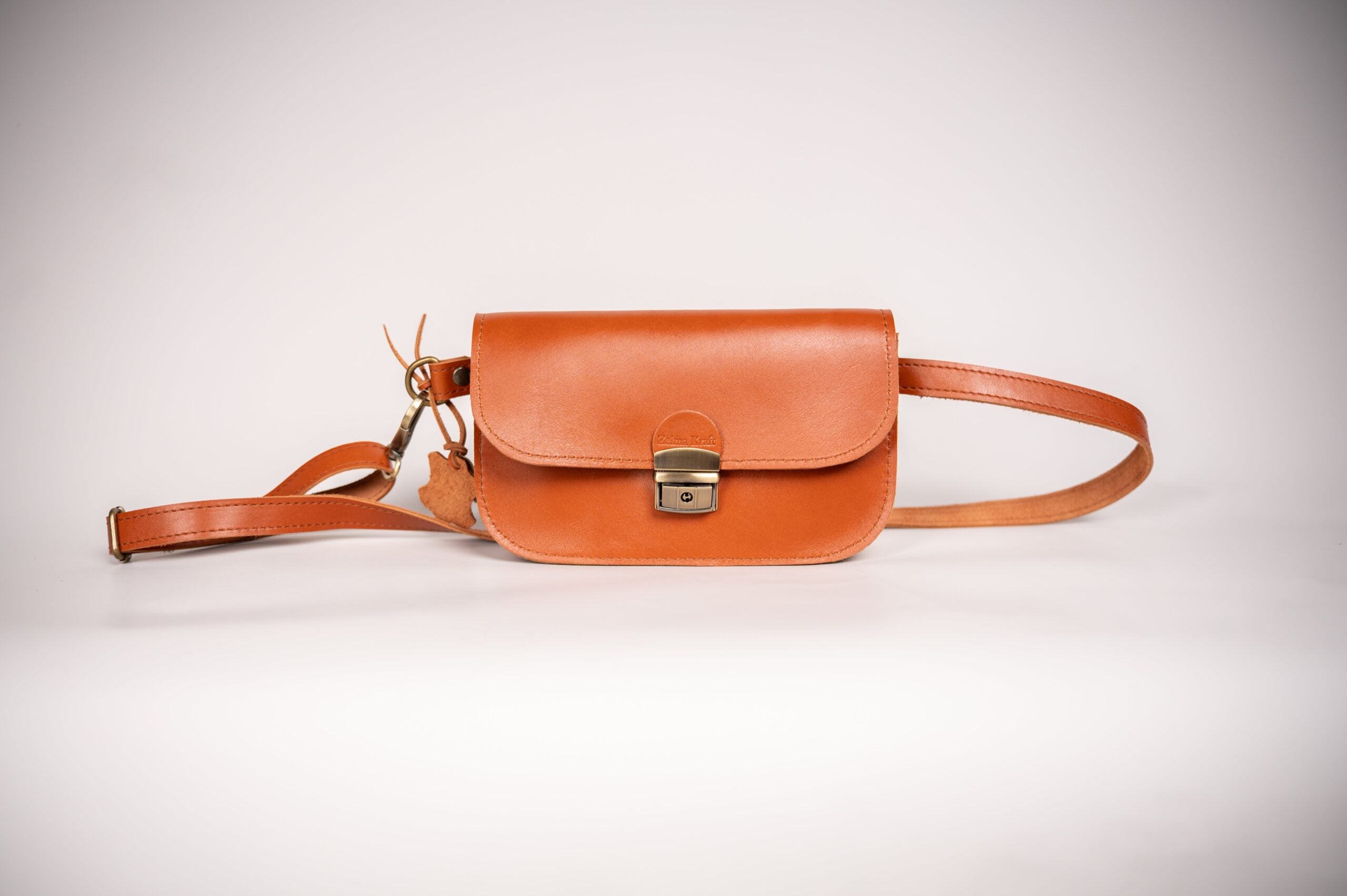 Natural Leather Saddle Bag Mini - Light Brown