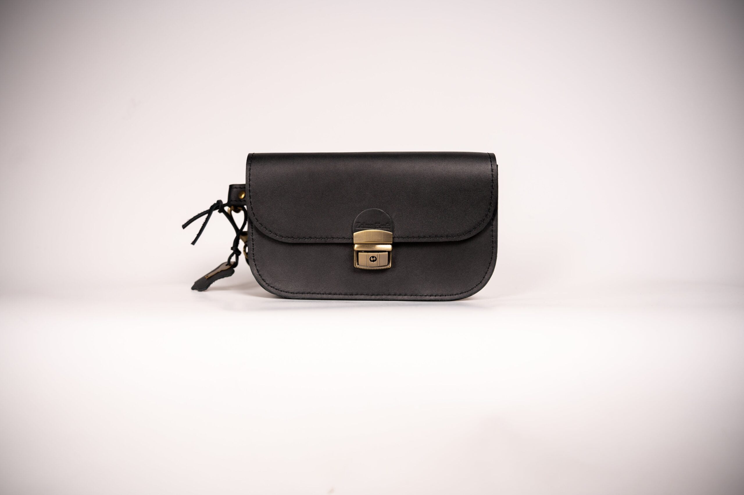 Natural Leather Saddle Bag Mini - Black