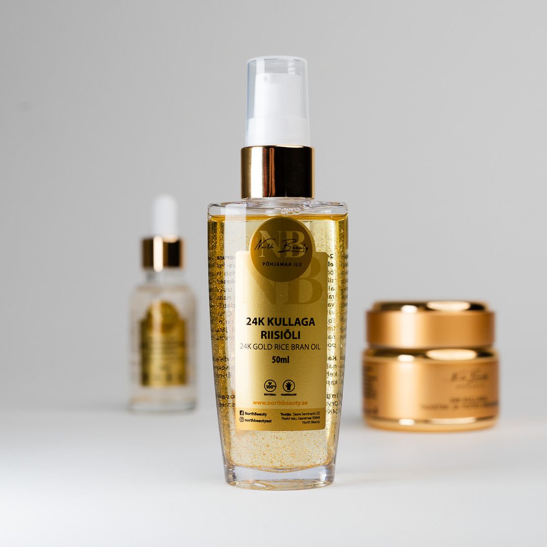 North Beauty 24K Kullaga Riisiõli Nahale, 50ml niisutav
