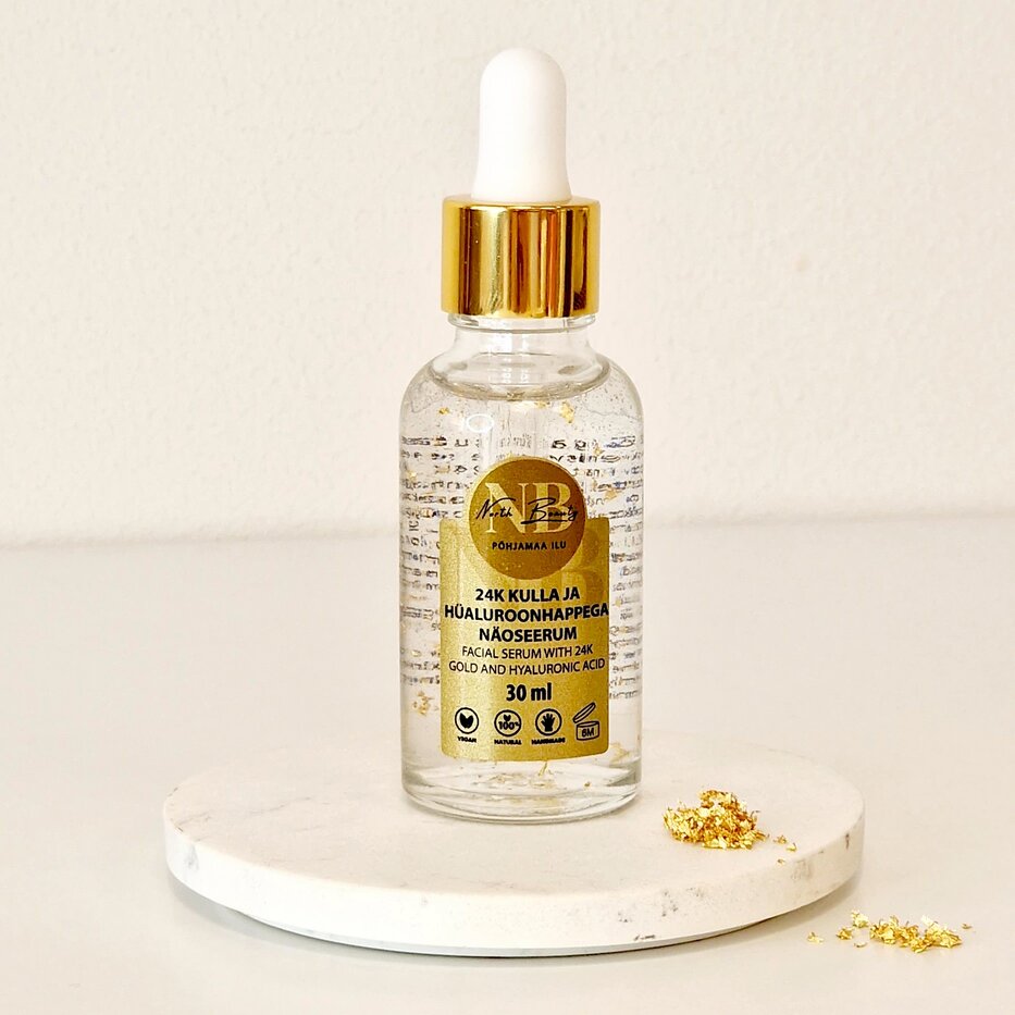 North Beauty 24K Kullaga ja Hüaluroonhappe Näoseerum, 30 ml