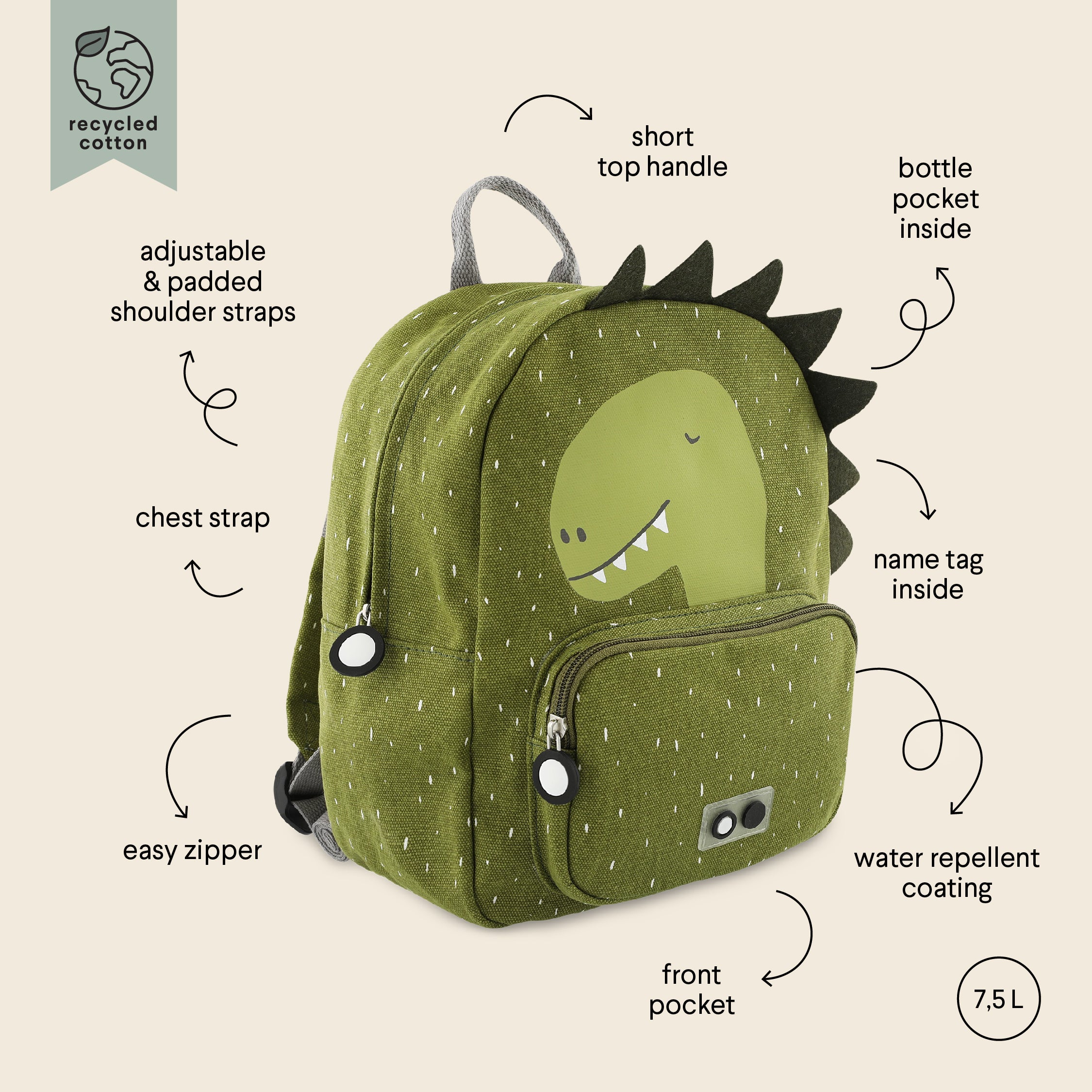 Trixie Baby Laste Seljakott - Mr Dino omadused