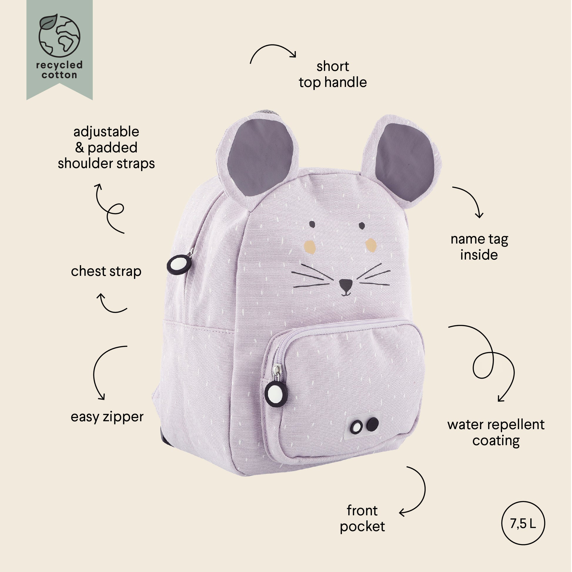 Trixie Baby Laste Seljakott - Mrs Mouse omadused