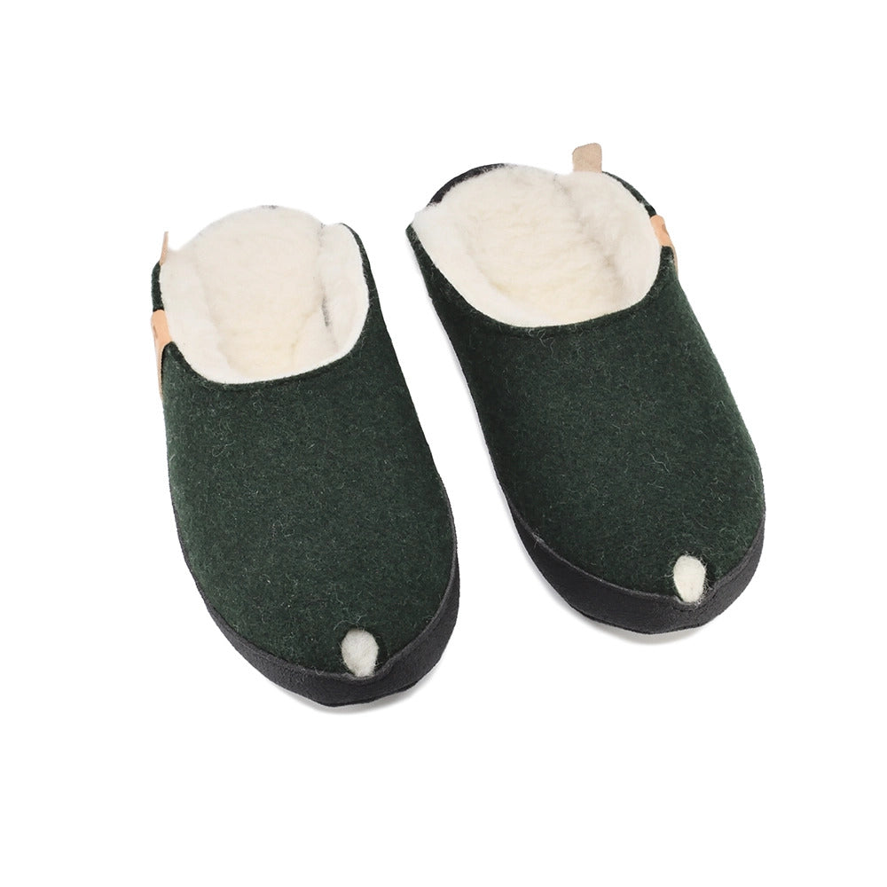 TOKU Brussels Slippers with Lambswool - Dark Green