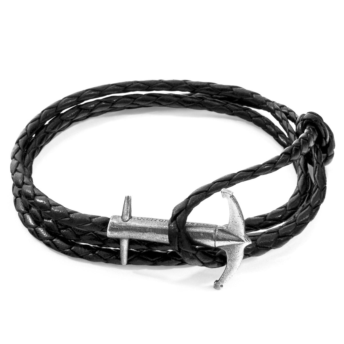 ANCHOR & CREW punutud nahast ankruga käevõru "Admiral Anchor" - Söemust
