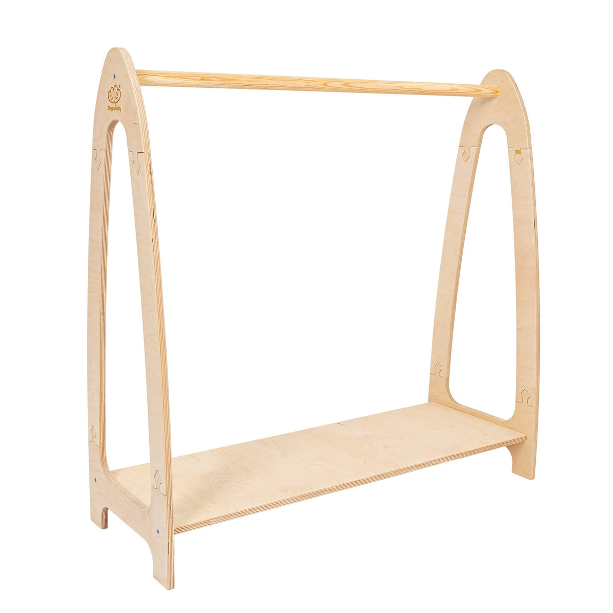 MeowBaby® kaarekujuline puidust laste riidenagi, suur - Naturaalne puit