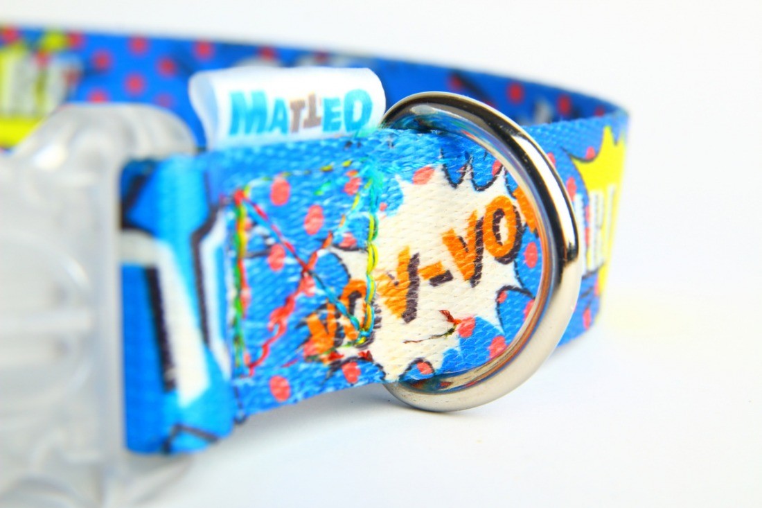 Matteo veekindel koera kaelarihm LED-pandlaga - Blue Graffiti