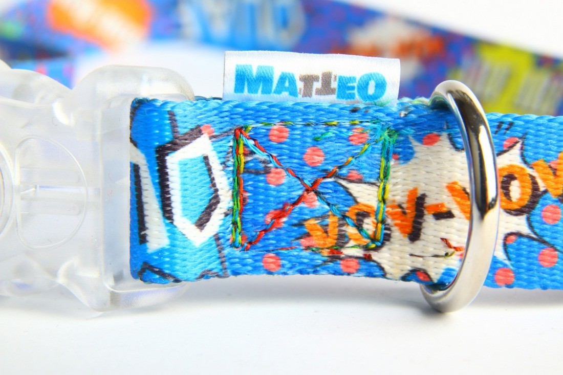 Matteo veekindel koera kaelarihm LED-pandlaga - Blue Graffiti