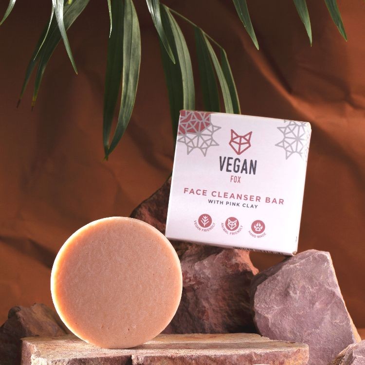 Vegan Fox tahke näopuhastusvahend roosa saviga, 50 g