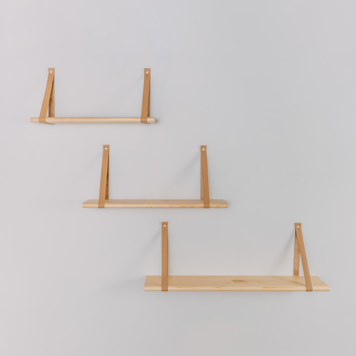leg&go männipuidust nahkrihmadega seinariiul, 90 cm
