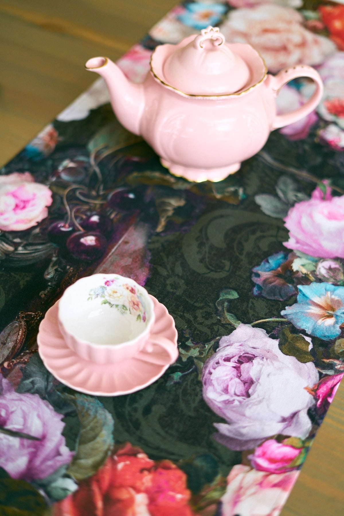 Hortensias Home tutidega puuvillane lauajooksik "Francine" - Must
