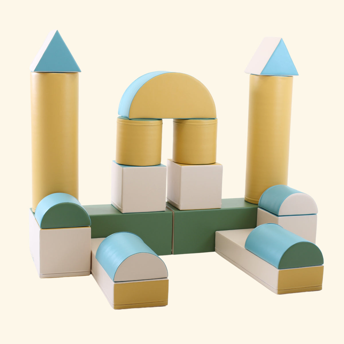 IGLU pehmete klotside komplekt "Fortress" - Pastelne türkiis