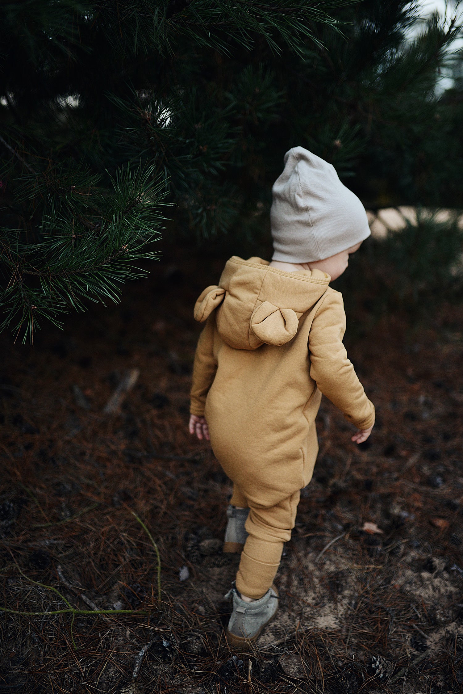 Eared Jumpsuit for Babies and Kids - Mustard