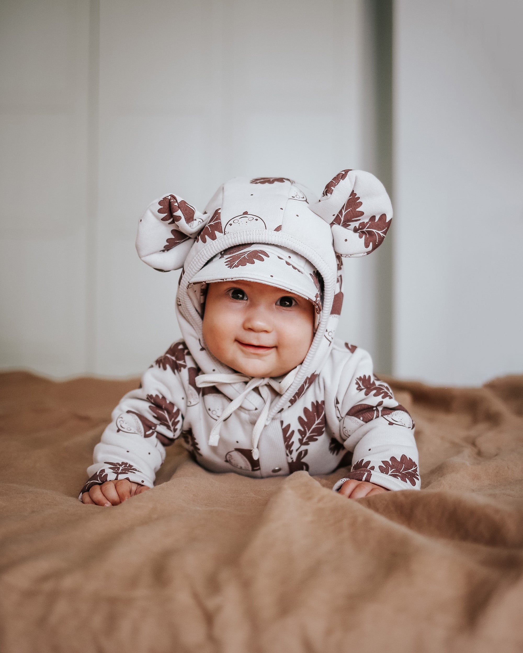 Eared Jumpsuit for Babies and Kids - Acorns on Sand