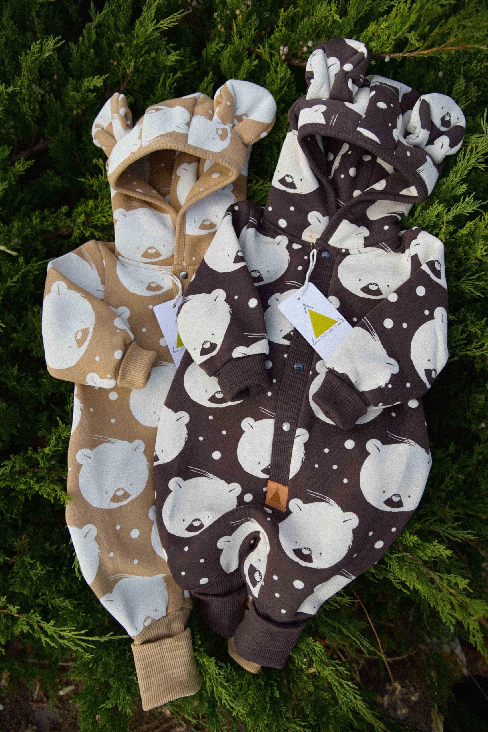 Eared Jumpsuit for Babies and Kids - Chocolate Polar Bear