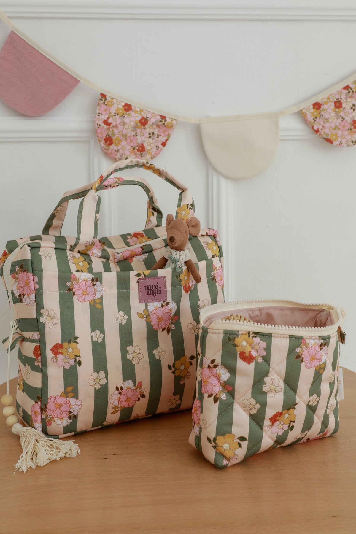 moi mili meigikottide komplekt, 2 tk - Rohelise triibuga