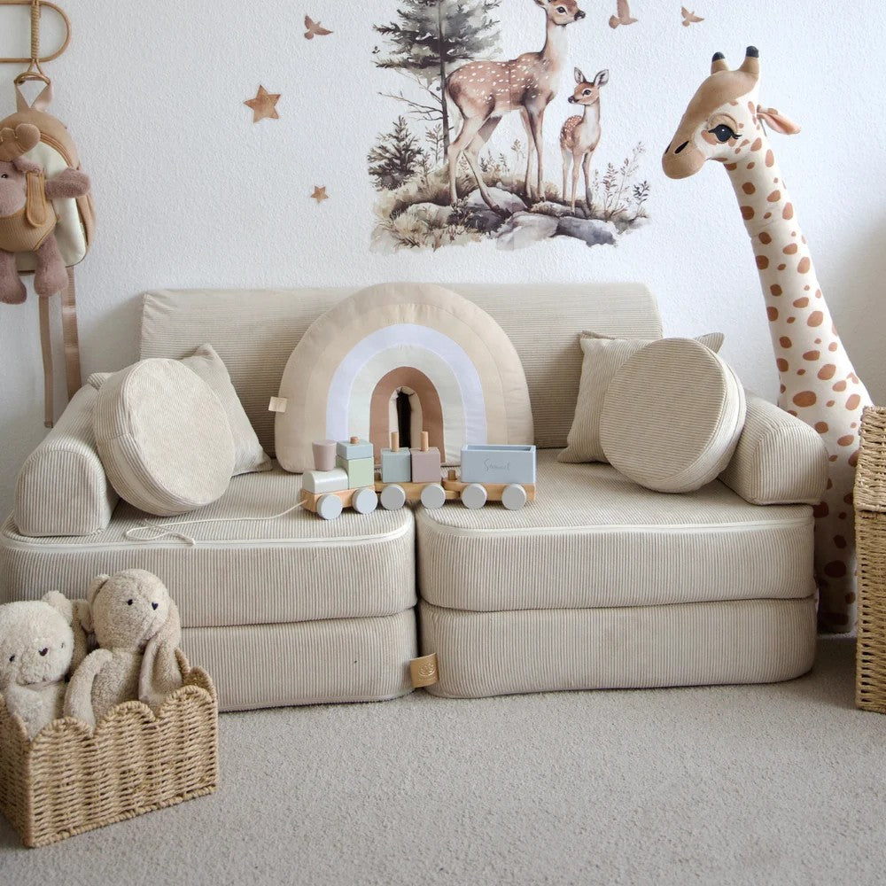 MeowBaby® keskmine modulaarne laste diivan - Slimcord Taupe