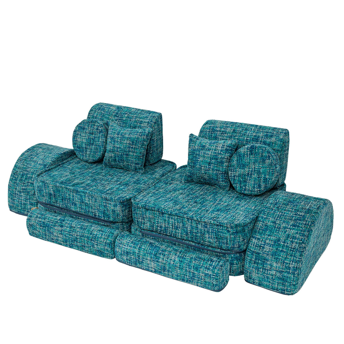 MeowBaby® keskmine modulaarne laste diivan Plus - Tangle Lagoon Blue