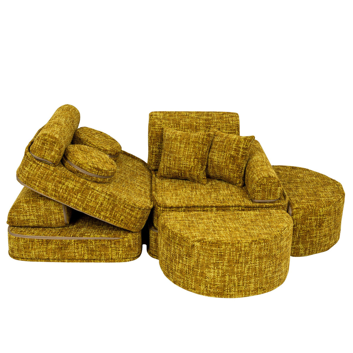 MeowBaby® keskmine modulaarne laste diivan Plus - Tangle Honey Mustard
