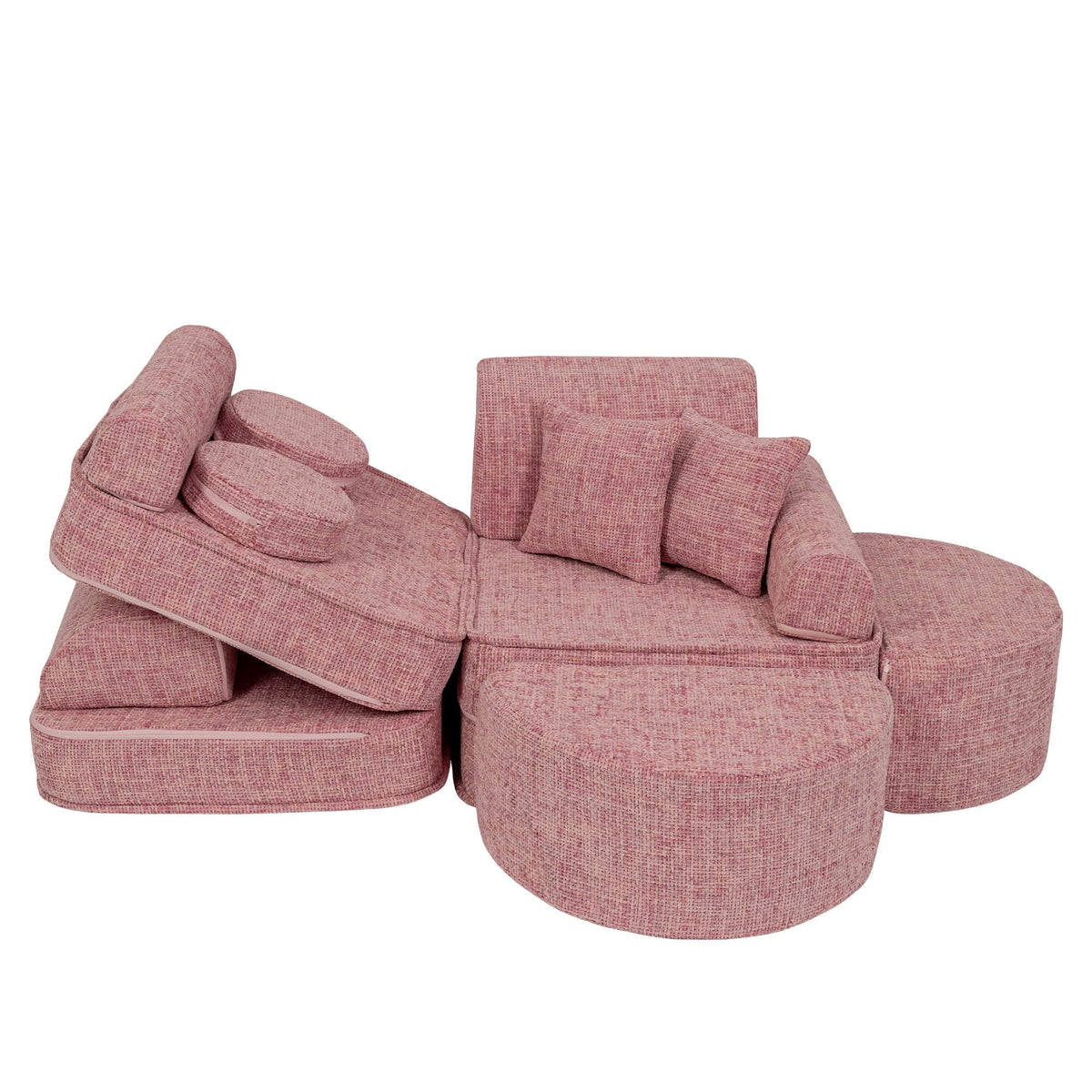 MeowBaby® keskmine modulaarne laste diivan Plus - Tangle Bubblegum Pink