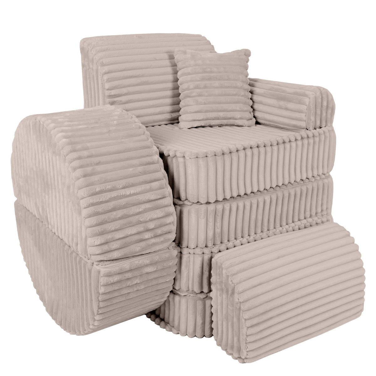 MeowBaby® keskmine modulaarne laste diivan Plus - Churros Beige