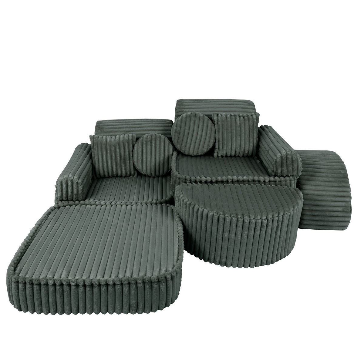 MeowBaby® keskmine modulaarne laste diivan Plus - Churros Forest Green