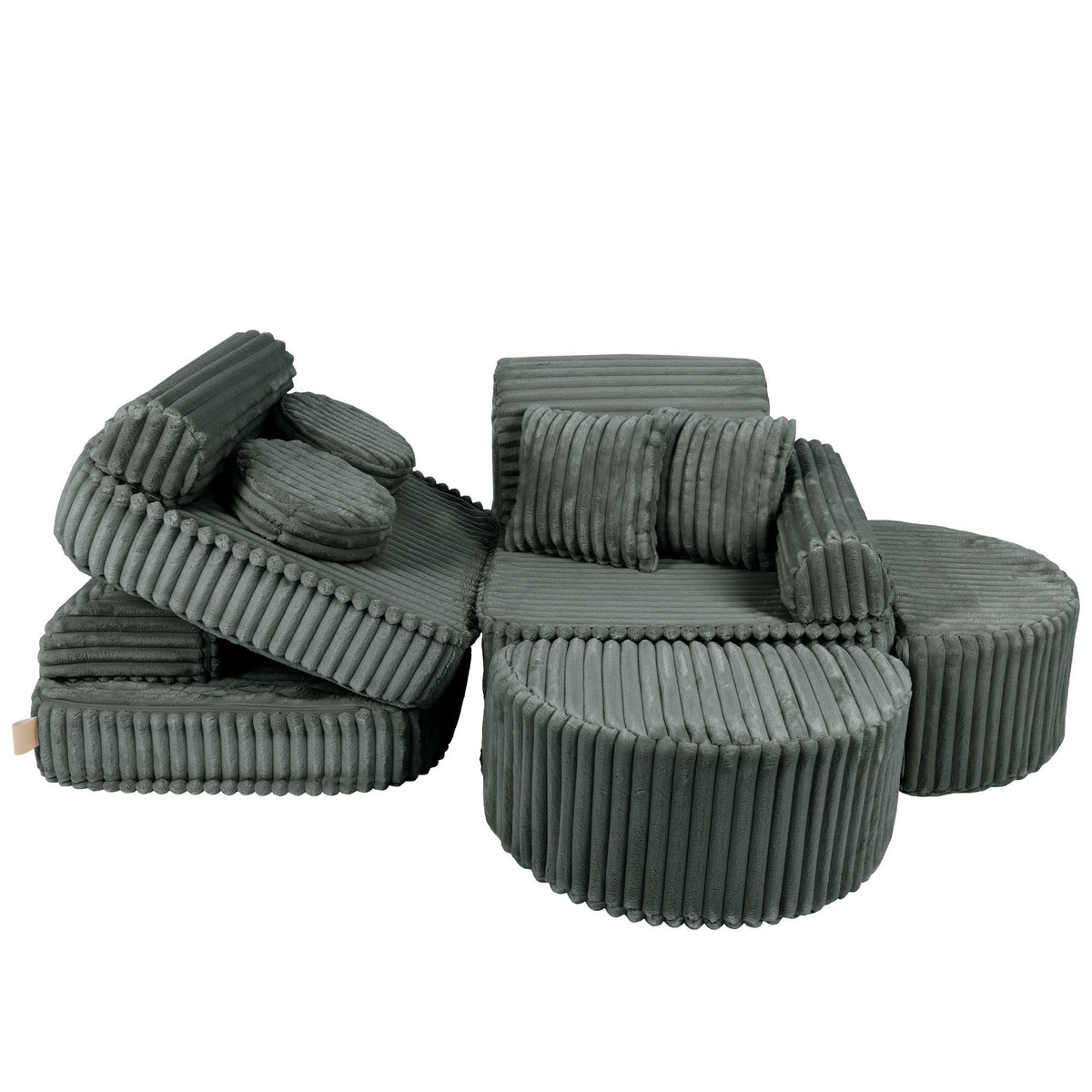MeowBaby® keskmine modulaarne laste diivan Plus - Churros Forest Green
