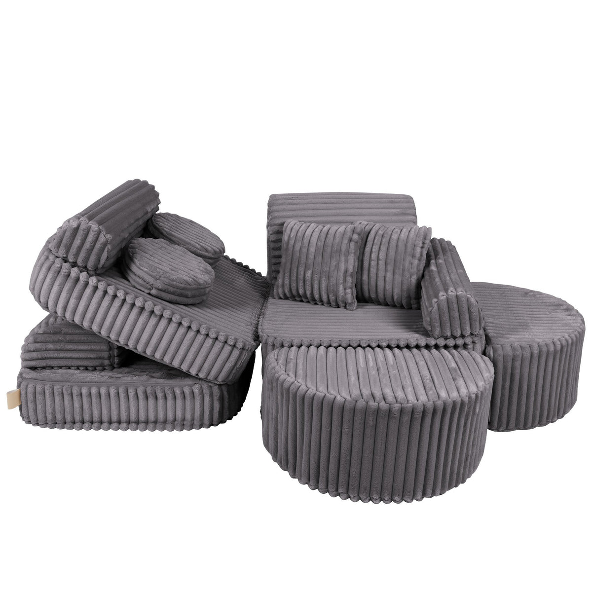 MeowBaby® keskmine modulaarne laste diivan Plus - Churros Jurassic Grey