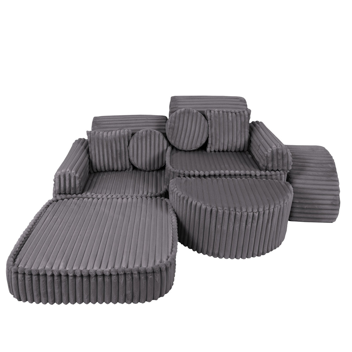 MeowBaby® keskmine modulaarne laste diivan Plus - Churros Jurassic Grey