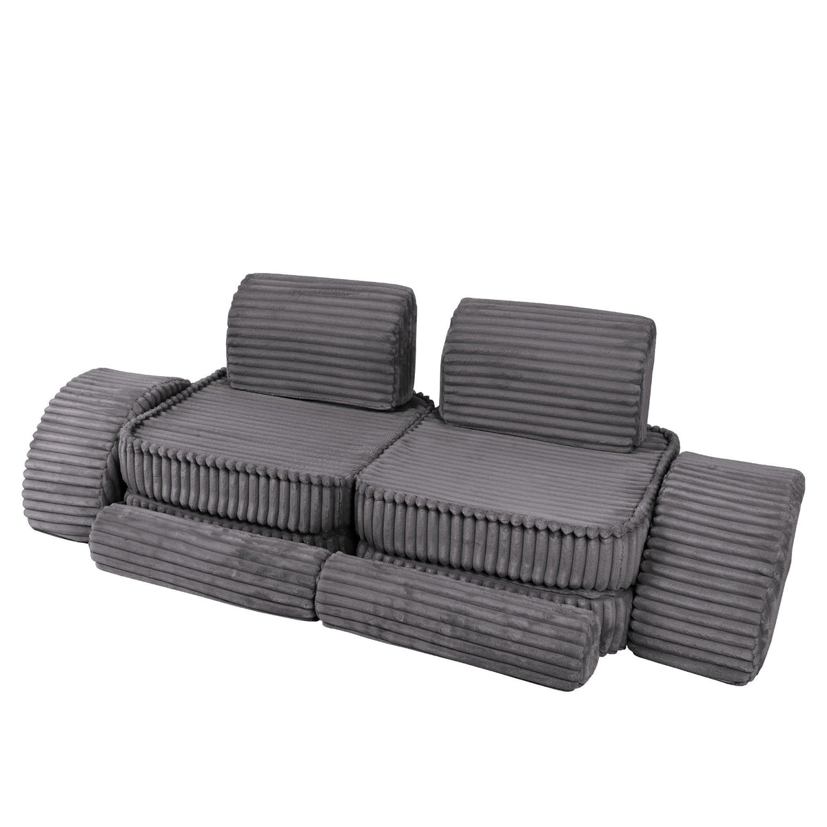 MeowBaby® keskmine modulaarne laste diivan Plus - Churros Jurassic Grey