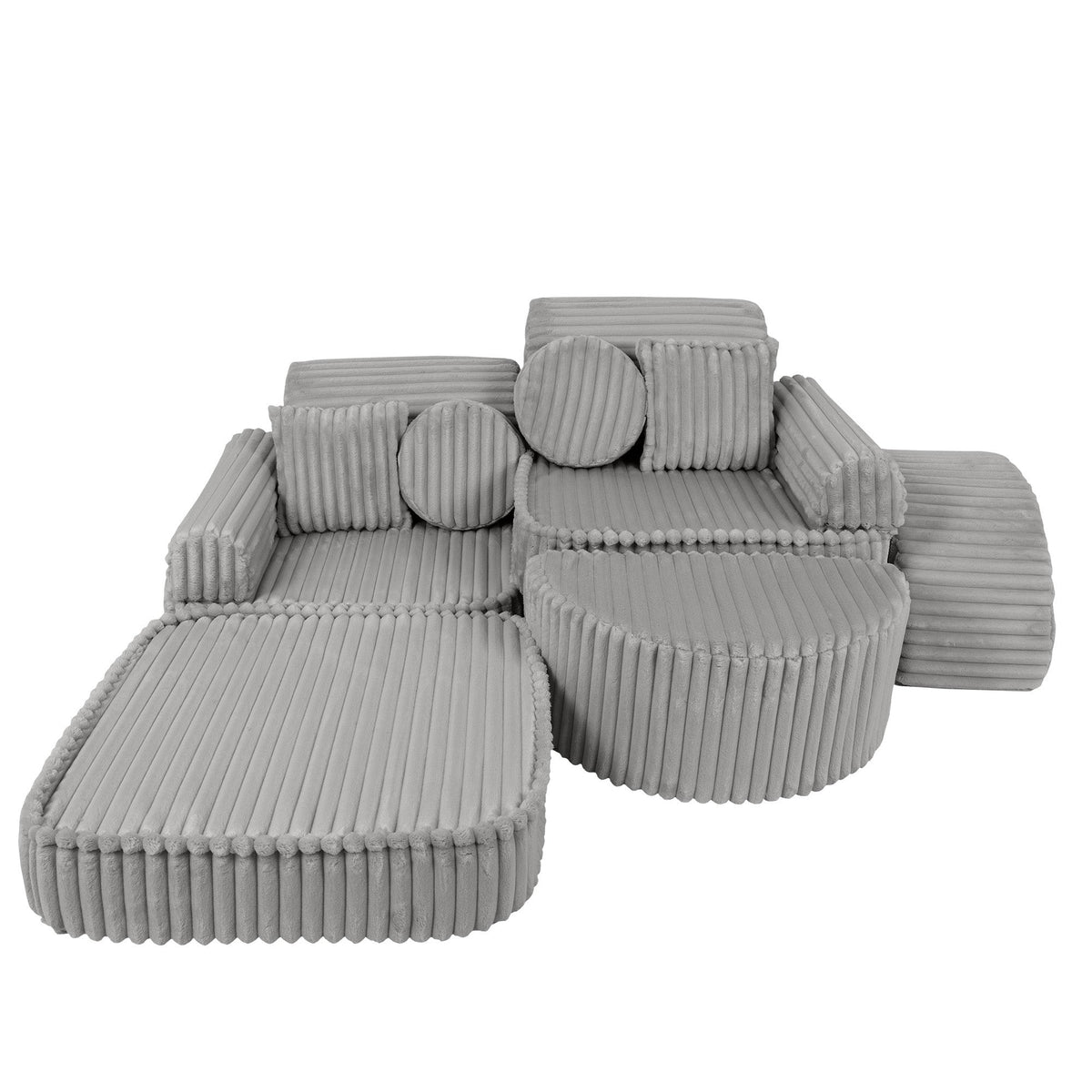 MeowBaby® keskmine modulaarne laste diivan Plus - Churros Moon Grey