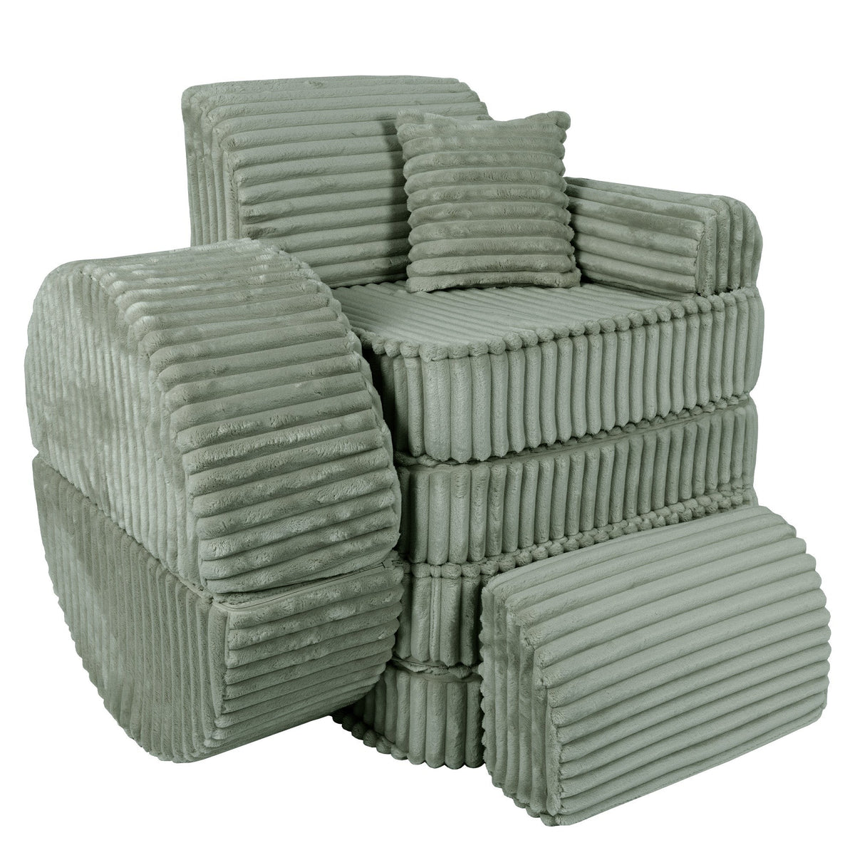 MeowBaby® keskmine modulaarne laste diivan Plus - Churros Sage Green