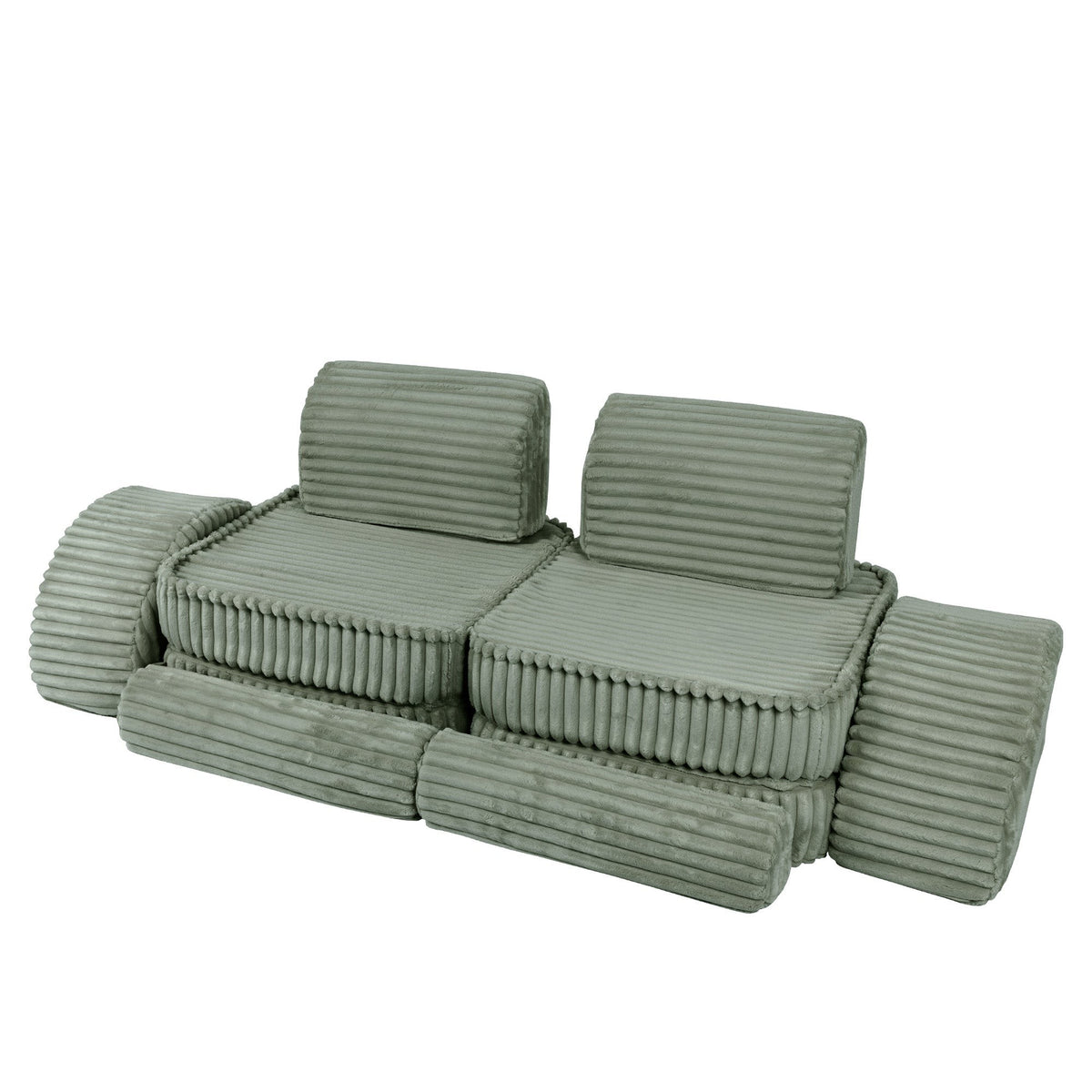 MeowBaby® keskmine modulaarne laste diivan Plus - Churros Sage Green
