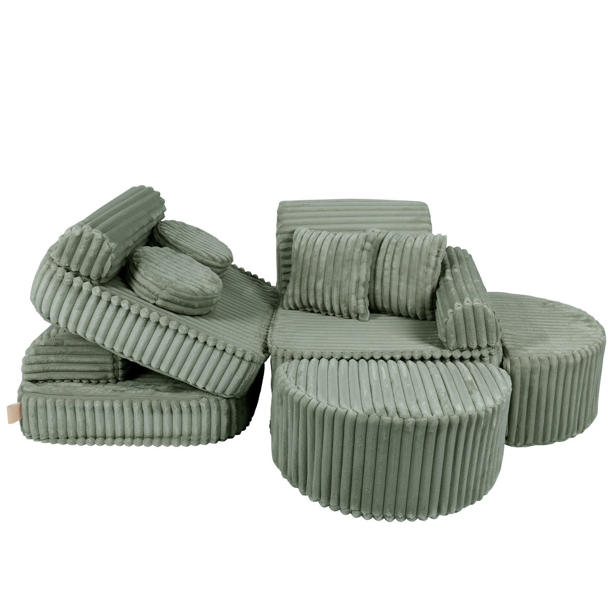 MeowBaby® keskmine modulaarne laste diivan Plus - Churros Sage Green
