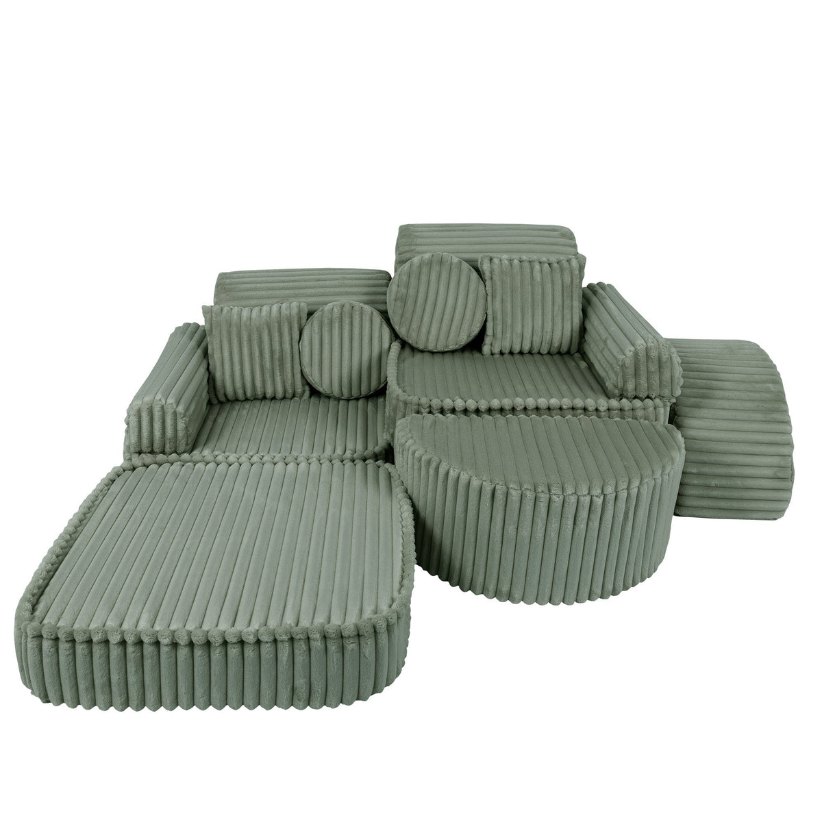 MeowBaby® keskmine modulaarne laste diivan Plus - Churros Sage Green