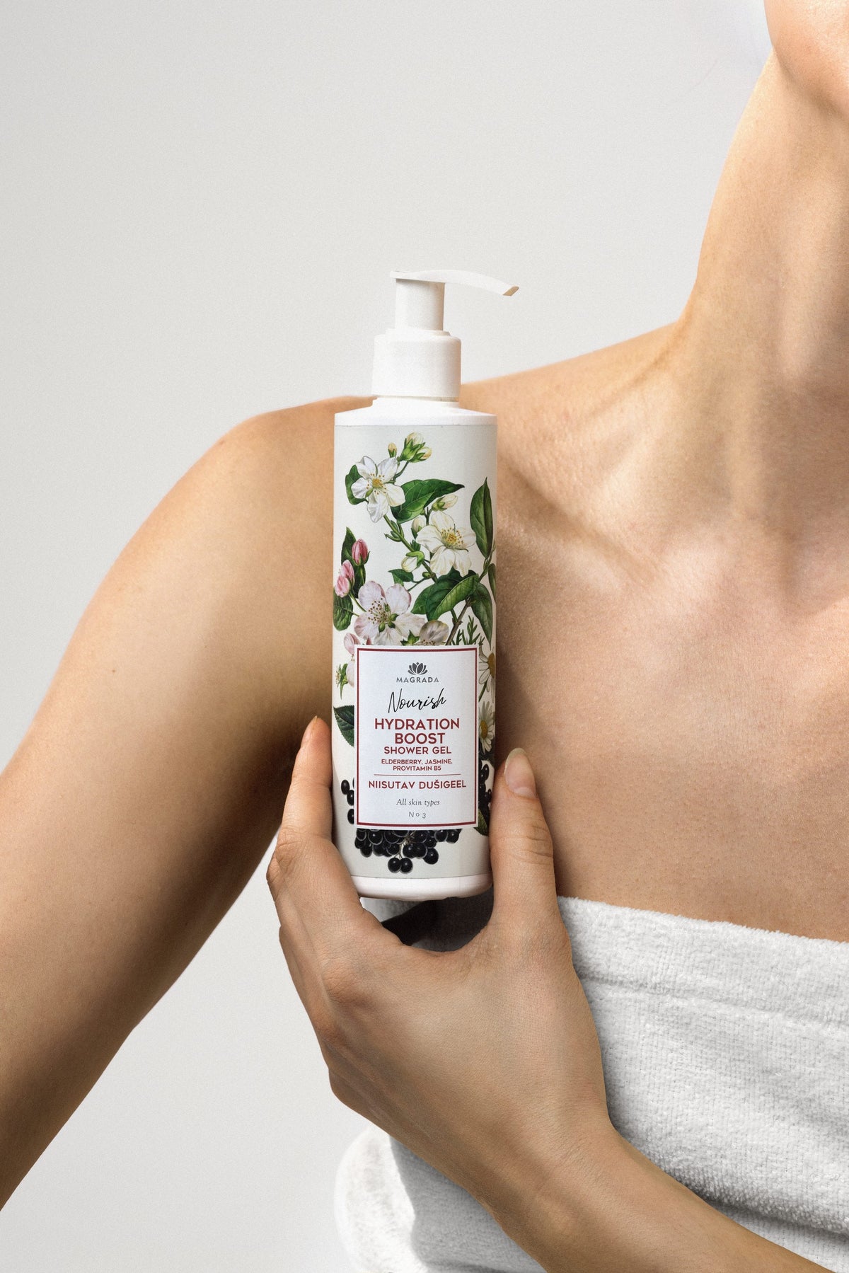 Magrada Organic Cosmetics niisutav dušigeel leedri ja jasmiiniga, 250 ml